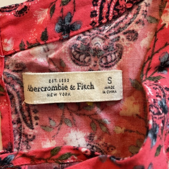 Abercrombie & Fitch Salmon Pink Black Paisley Long Sleeve Romper S Lace Up Y2K - Picture 8 of 12